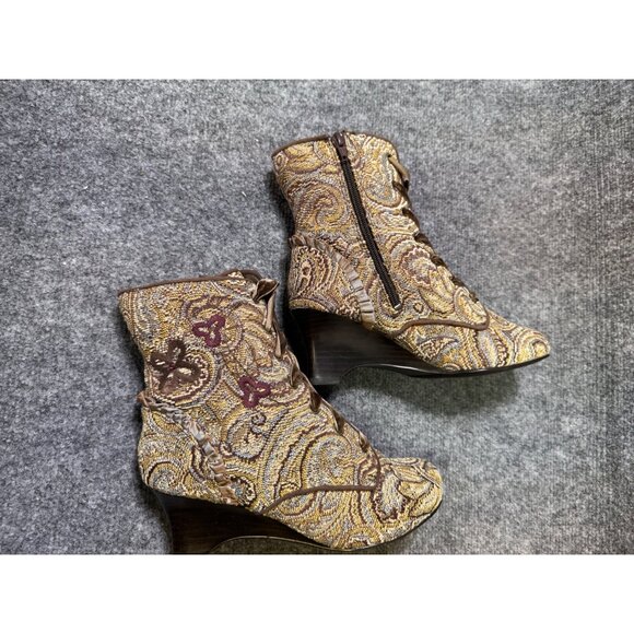 Mudd Aniston Womens Size 8M Brown Tapestry Lace-Up Ankle Boots - Picture 16 of 16